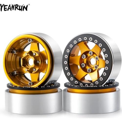 YEAHRUN 1/2/4/5Pcs Metal Aluminum 2.2inch Beadlock Wheel Hub Rims 25mm Width For 1/10 Axial Wraith 90048 RR10 RC Crawler Car