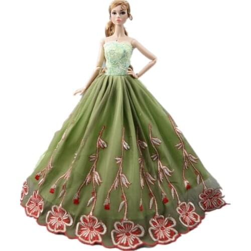 1/6 Fashion Floral Off Shoulder Lace Princess Dresses Clothes For Barbie Doll Outfits Wedding Party Gown 30cm Dolls Accessories