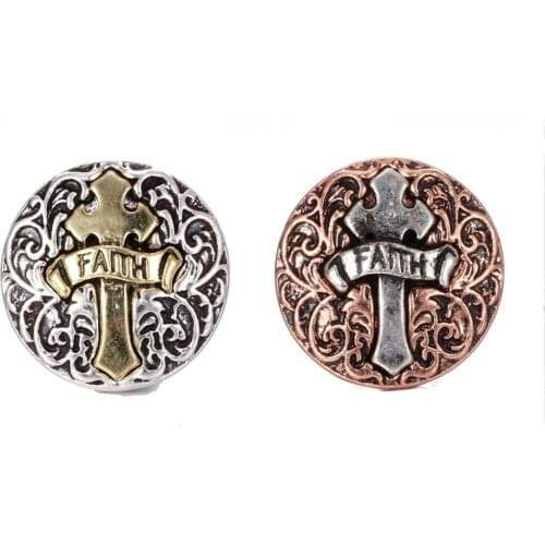 10pcs/lot High Quality 18MM Snap Jewelry DIY Faith Cross Snap Buttons Fit 18mm Snap Bracelet Bangle for Women Men Jewelry