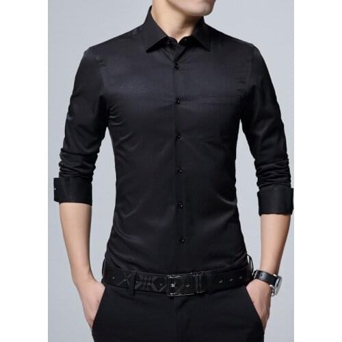 2020 New Arrival Mens Long Sleeve Shirt Dress Up Professional Shirt Mens Slim Fit Shirt Solid Color Men Business Dress Shirt