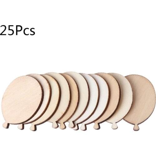 25pcs Laser Cut Wood Balloon Embellishment Wooden Shape Craft Wedding Decor 2021