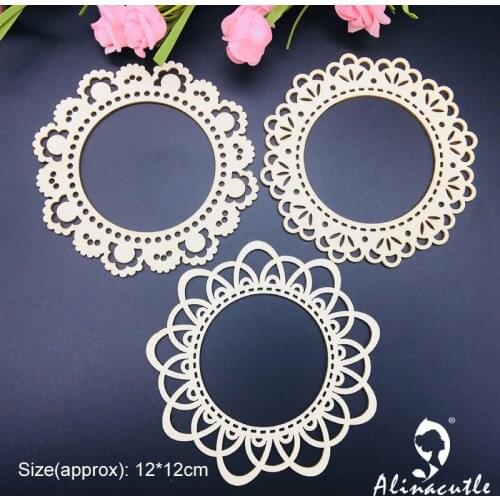3pc Flower Border Wooden Frame Photo Decorative Embellishments Scrapbooking Crafts Handmade card Art Album Alinacraft