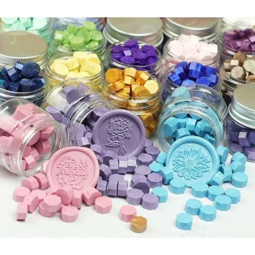 40pcs Vintage Octagonal Mixing Color Sealing Wax Beads for DIY Crafts Envelope Wedding Postcard Wax Seal Stamp Tablet Pill