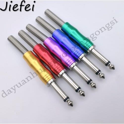 5-100pcs 5 colors 6.35mm Male 1/4 Mono Jack Plug Audio Connector Soldering connector with spring