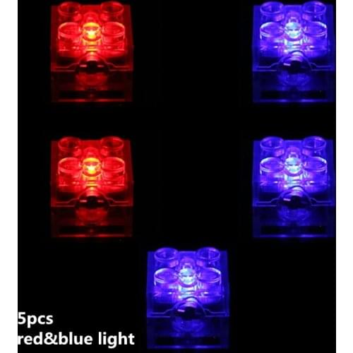 5pcs 2x2 dot LED Light Up Colorful Accessories Classic Brick Education