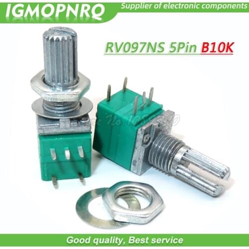 5PCS RV097NS 10K single linked B10K with a switch audio 5pin shaft 15mm power amplifier sealing potentiometer IGMOPNRQ