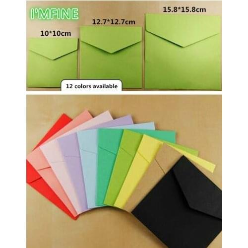 50pcs/lot Colorful envelopes Kraft Square Envelopes for bank card membership card wedding party invitation