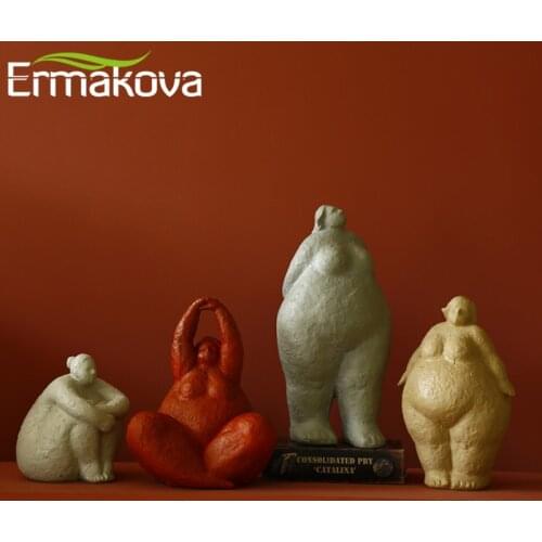 ERMAKOVA Resin Abstract Fat Lady Figurine Nordic Woman Statue Living Room Furniture Crafts Gifts Ornament Home Decoration