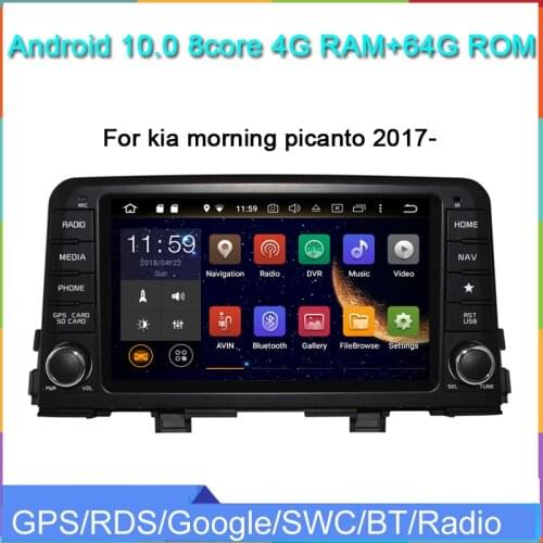 Octa core 4g ram 64g rom android 10.0 car multimedia player for kia morning picanto 2017- with gps navigaiton audio wifi usb