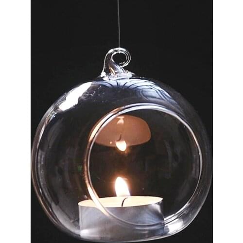 Brand 1PC Hanging Tealight Holder Glass ORB Terrarium Glass Globe Candle Holder Candlestick Wedding Bar Decor