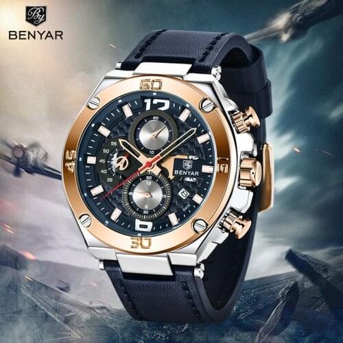 Quartz multifunction mens watches BENYAR Fashion business sport men wristwatch military waterproof chronograph Relogio Masculino