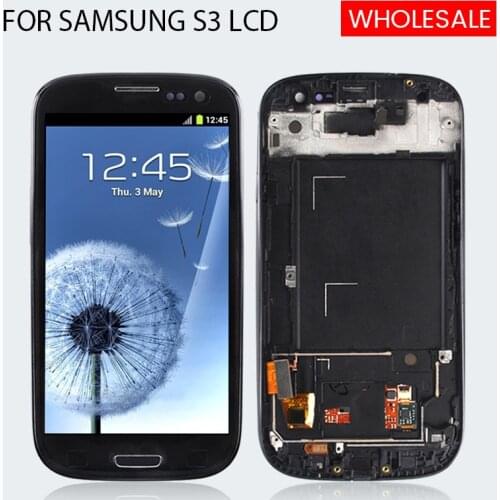 Free Shipping For Samsung Galaxy S3 Lcd I9300 Display Touch Screen Digitizer Assembly I9305 I9301 I535 I747 Display With Frame
