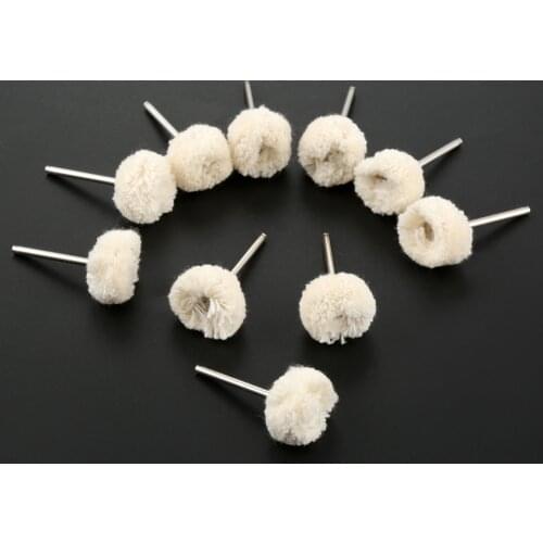 DRELD 10Pcs Wool Polishing Head Buffing Wheels 1/8 inch Shank Jewelry Metals Grinding Wheels for Dremel Accessories Rotary Tools
