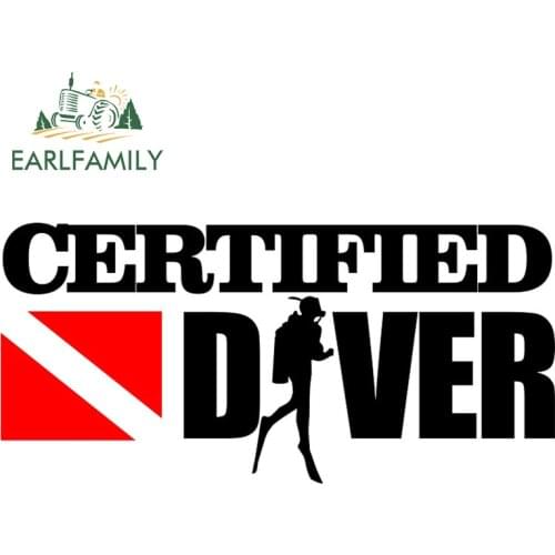 EARLFAMILY 13cm x 6.3cm for Certified Diver Dive Flag Waterproof Decal Fashion Occlusion Scratch Anime Trunk Truck Car Stickers