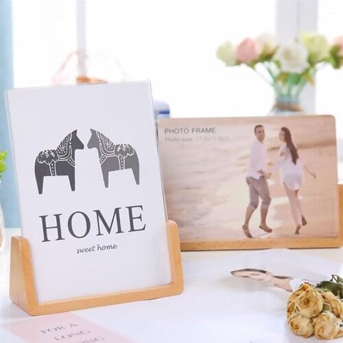 2Pcs/Set Photo Frame Wooden Acrylic Wood Photo Display 4x6 U-shaped Picture Frame for Office Home Room Photo Framed Wall Art