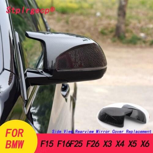 Carbon Fiber Pattern & Glossy Black Side Mirror Cover Cap Replacement for For x5 F15 x6 F16 x3 F25 x4 F26 2014-2018 accessories