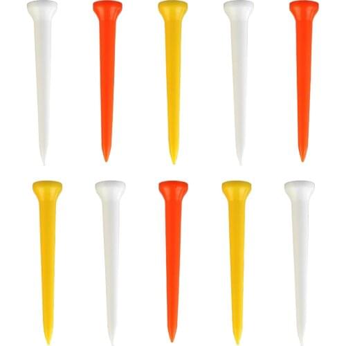 Golf Durable Plastic Tees 10-Pack (Red/White/Yellow Colors, Sent Randomly)