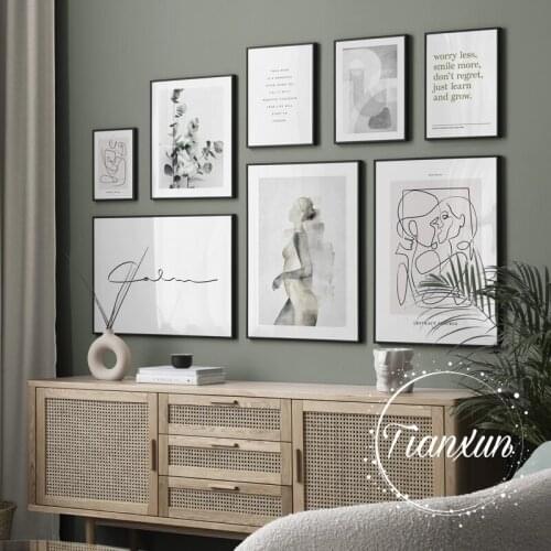 Curvy Line Slim Girl Love Quotes Abstract Wall Art Canvas Painting Nordic Posters and Prints Wall Pictures for Living Room Decor