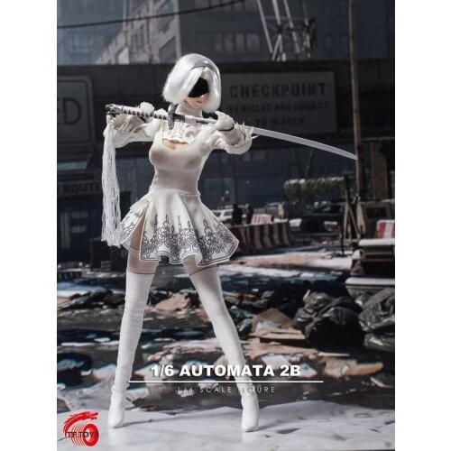 Cosplay 2B 1/6 Female Clothes battle Costume White Skirt For 12" Action Figure Clothing Suit