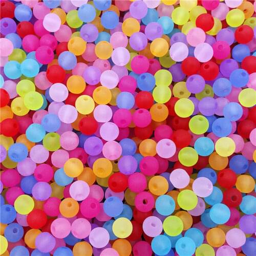 200PCS Candy Color Acrylic DIY Frosting Round Fashion Findings Jewelry Accessories Beads For Jewelry Making For Crafts Hot New