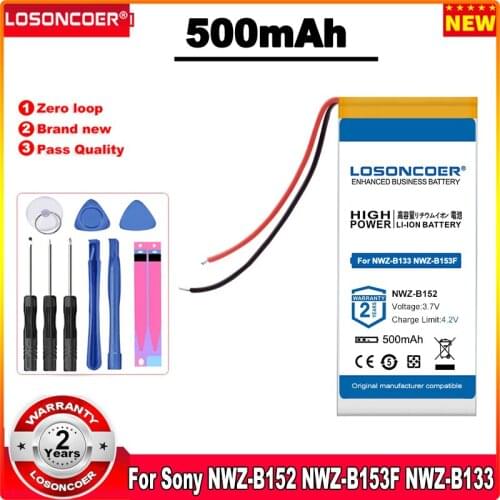 LOSONCOER 500mAh Battery For Sony NWZ-B152 NWZ-B153F NWZ-B133 MWZ-B162F MWZ-B172F MWZ-B173F NWZ-B183 NWZ-142F Player Batteries