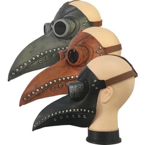 Plague Doctor Mask Cosplay Anime Latex Face Masks Long Nose Bird Beak Steampunk Halloween Masque Costume Props