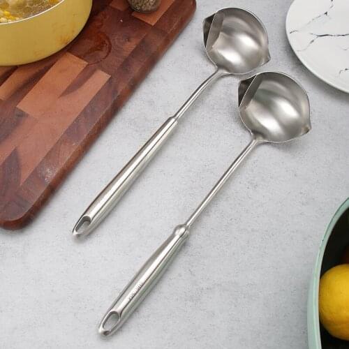 MHNTLOS Stainless Steel Scoop Filter Grease Spoon Colander Spoon Soup Oil Separation Cooking Colander Tools Kitchen Gadgets Set