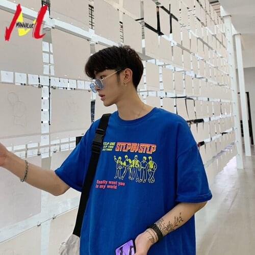 MANVALUE Mens Short Sleeve Lertter Printing Casual Tops & Tees Young Teenagers Loose and Comfortable T-Shirts