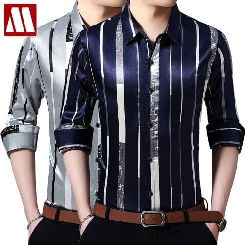 2021 Fall New Fashion Brand Designer Shirt Men Luxury Striped Long Sleeve Slim Fit Streetwear Dress Shirts Korean Casual Clothes
