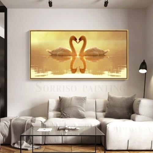 Modern Lovers Swan Bedroom Wall Art Canvas Painting Dining Posters And Prints Pictures For Living Room Nordic Home Hallway Decor