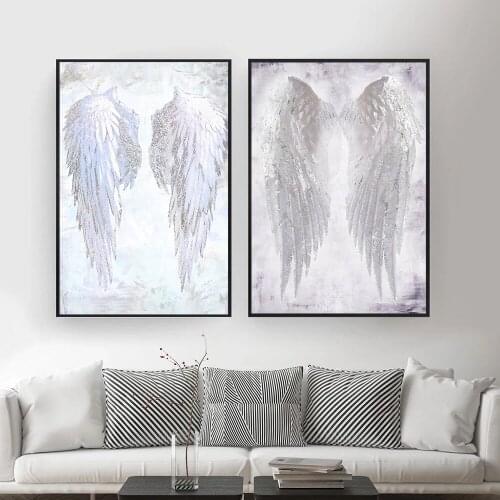 White Angel Wings Abstract Feather Poster Modern Wall Art Canvas Paintings On The Wall Art Picture for Living Room Interior