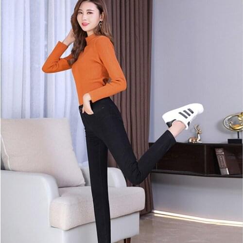 New Fashion Autumn Winter Women Plush Slim Pants Cotton Stretch Large Size Loose Pencil Pants Casual Solid High Waist Pants