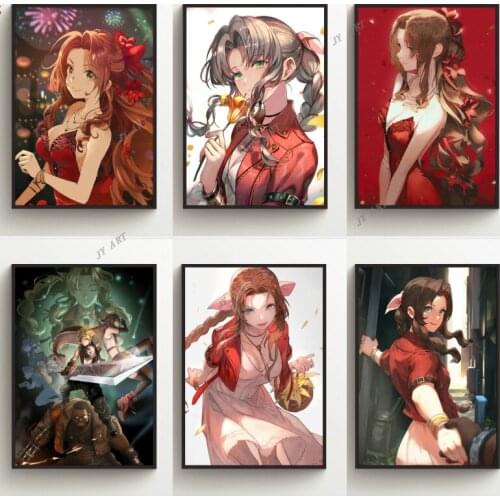 Anime Posters Final Fantasy VII FF7 Aerith Gainsborough Canvas Wall Art Print Painting Nordic Poster Picture Modern Home Decor
