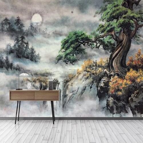 Custom 3D Photo Wallpaper Ink Mountain Water Landscape Oil Painting Bedroom Living Room Sofa TV Background Wall Mural Home Decor