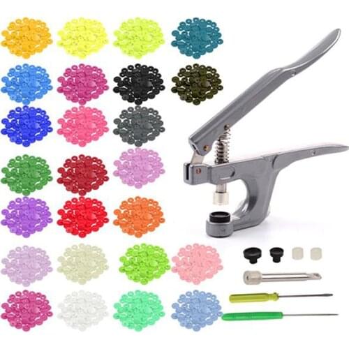 Professional Fastener Snap Pliers & 360pcs T5 12mm Snap Buttons Poppers Plastic Buttons for Clothing Scrapbooking Supplies