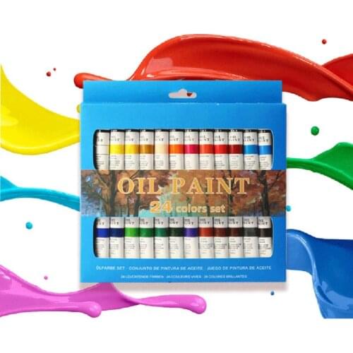 24 Colors Professional Oil Painting Paint Drawing Pigment 12ml Tubes Set Artist Supplies