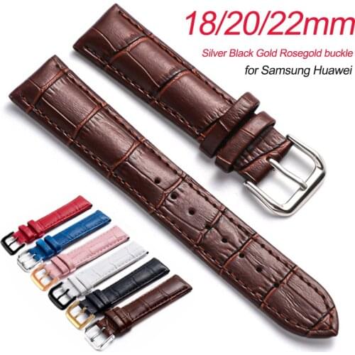 18/20/22mm Genuine Leather Band for Samsung Galaxy Watch 3 45mm 41mm Strap for Huawei Watch GT 2 Pro GT2 46 Bracelet Accessories
