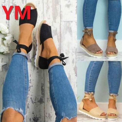 6 Colours Women Sandals Plus 35-44 Summer Shoes With Platform Female Ankle Strap Flat Sandalias Mujer Casual Beach Femme Black