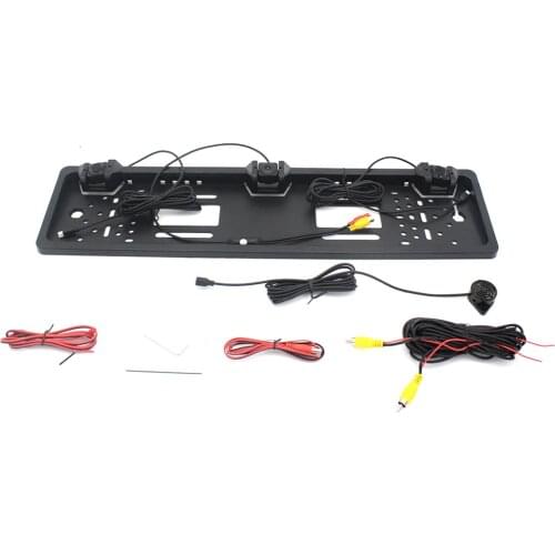 Car Parking Assist European License Plate Frame Reversing Radar Parking Camera Sensor Car Detector Night Vision 170 Degree