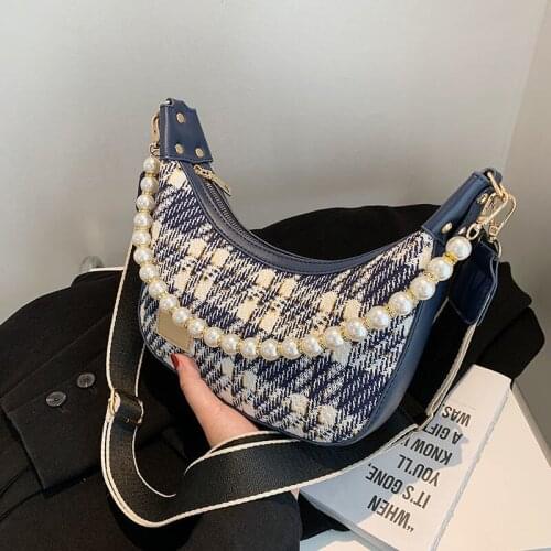 Shoulder Bag Female Underarm Bag Designer Handbag Purse Dumpling Women Bag Fashion Denim Beaded 2021 All-match PU Leather Zipper
