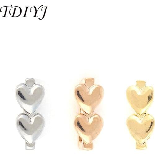 TDIYJ New Arrival KEEPER Slidable Double Heart Charms for Stainless steel Mesh Bracelet Keeper as Women Jewelry Gift 12Pcs/lot