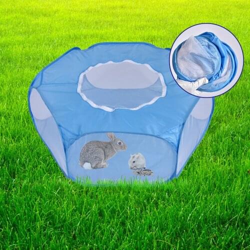 Pet Supplies Pet Playpen Portable Open Indoor Outdoor Small Animal Cage Tent Zippered Cover Yard Game Playground Fence