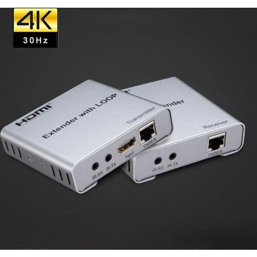 4K@30HZ 1080P 100M HDMI Extenders(Transmitter + Receiver)By Ethernet RJ45 CAT5e/6 Cable Local Loop-out With IR Remote