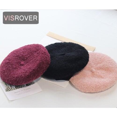VISROVER 3 Colorways Woman Winter Hat Wool Solid Beret Female Soft 100% wool Hat Women Real Warm wool Boina Gift Wholesales