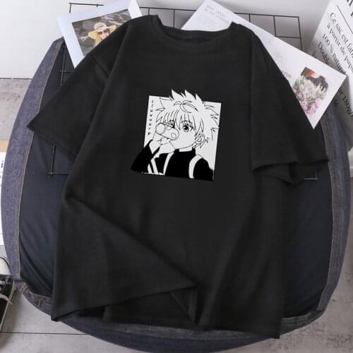 Japan Anime HunterXHunter Woman T-shirts Killua Print Fashion Oversized Lady Clothes Casual Summer Tops Tees Streetwear Female