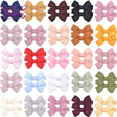 10pcs/lot Baby Girls Cute Bowknot Bangs Hairpins Solid Color Grosgrain Ribbon Bows Hair Clips Infant Headwear Kids Birthday Gift