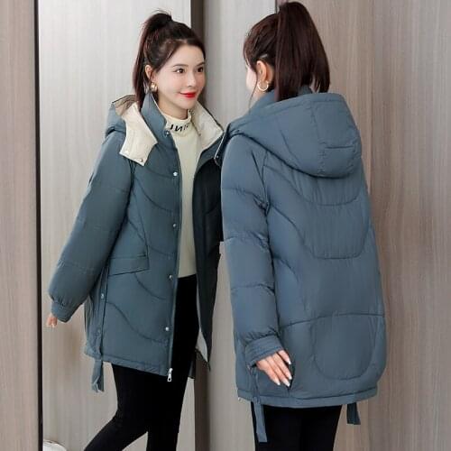 2022 new Autumn Winter Coat Women Warm Long Down cotton Jackets Women Long sleeve Hooded Thick Down Parka Women
