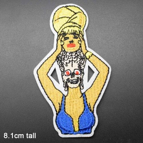 Skull Woman Iron On Embroidered Clothes Patches For Clothing Stickers Garment Wholesale