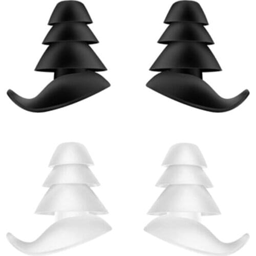 1Pair 3 Layer Soft Silicone Ear Plugs Tapered Sleep Noise Reduction Earplugs