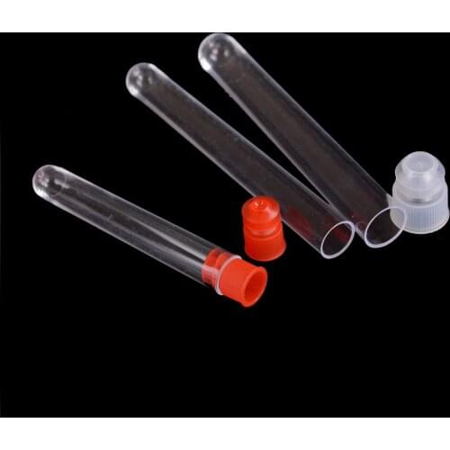 10PcsPlastic Transparent Good Test Tubes With Lid Caps Vial Sample Containers U Shaped Bottom Lab Equipments 15*100mm